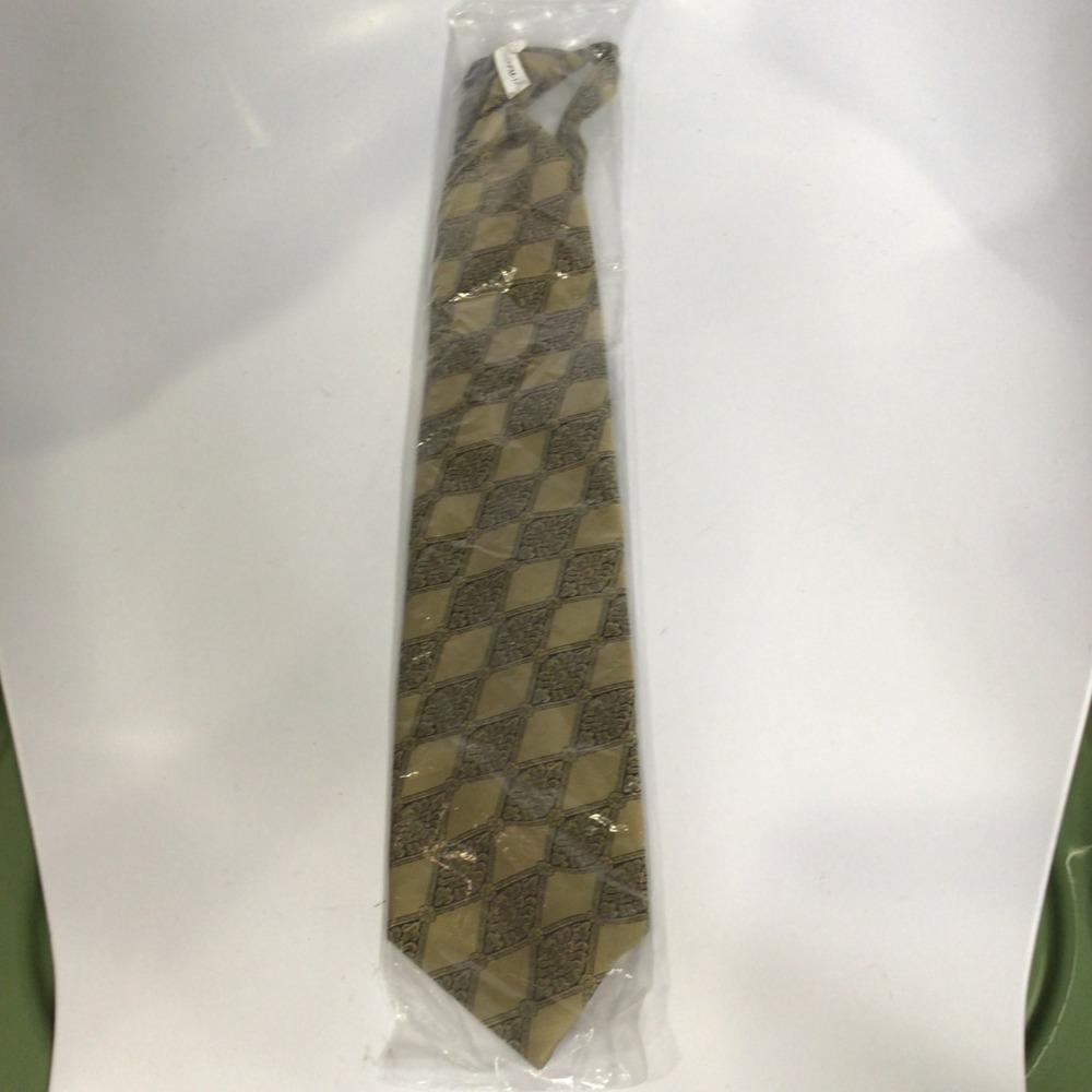 Fabiancouture vintage retro neck tie men's one size black tan gold‎